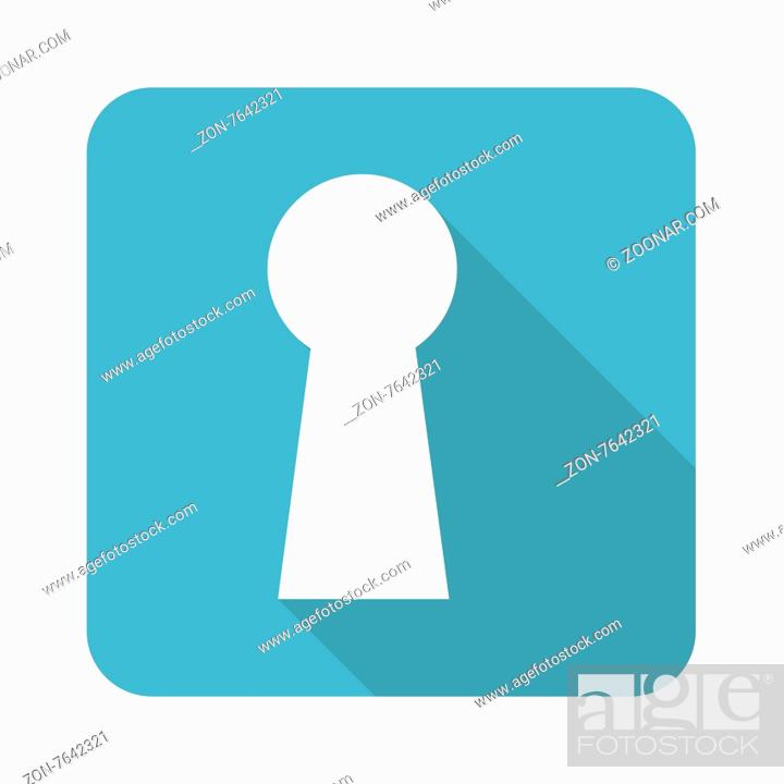 Stock Photo: Vector square icon with image of keyhole, isolated on white.