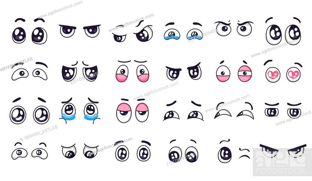 Cartoon eyes. Comic watching eye, funny facial eyes expressions and human  emotions happy and crying..., Stock Vector, Vector And Low Budget Royalty  Free Image. Pic. ESY-058925453 | agefotostock