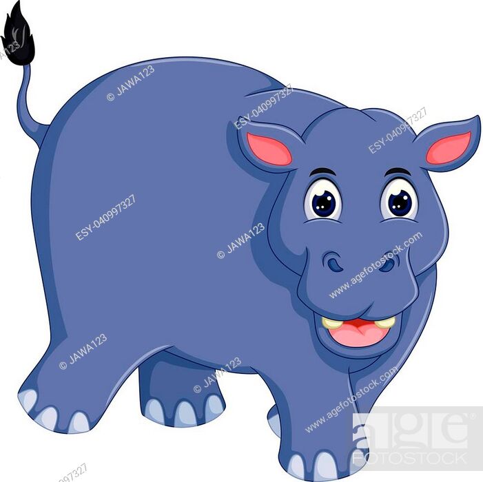 vector illustration of cute hippo cartoon walking with laughing, Stock  Vector, Vector And Low Budget Royalty Free Image. Pic. ESY-040997327 |  agefotostock