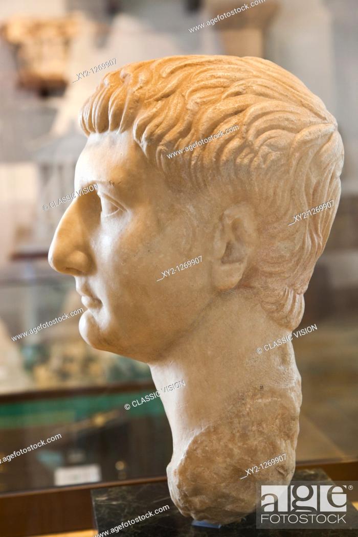 Stock Photo: Bust of Drusus Minor aka Drusus II, 13 BC - 23 AD in Museo arqueologico y etnologico, Cordoba, Cordoba Province, Spain  Archeological and Ethnological Museum.