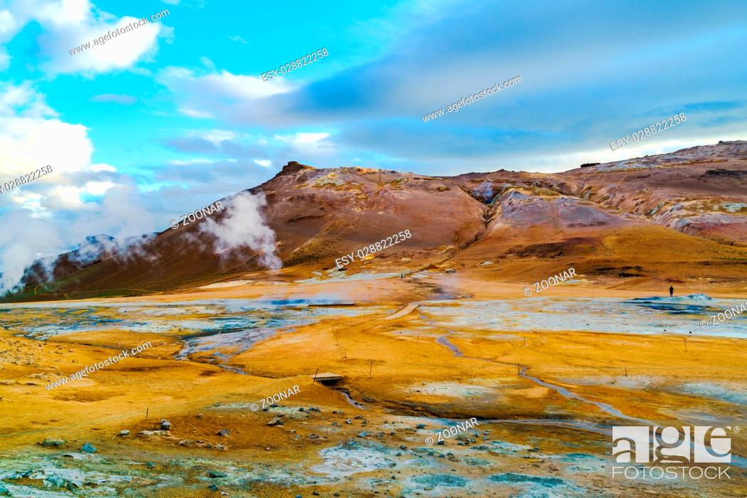 Stock Photo: View at Hverir geothermal area.