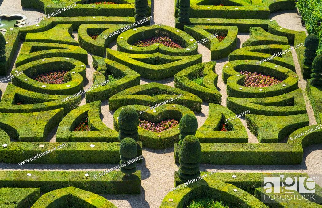 Stock Photo: French Gardens, Ecological gardening, Villandry Castle, Villandry, Indre-et-Loire Department, The Loire Valley, France, Europe.