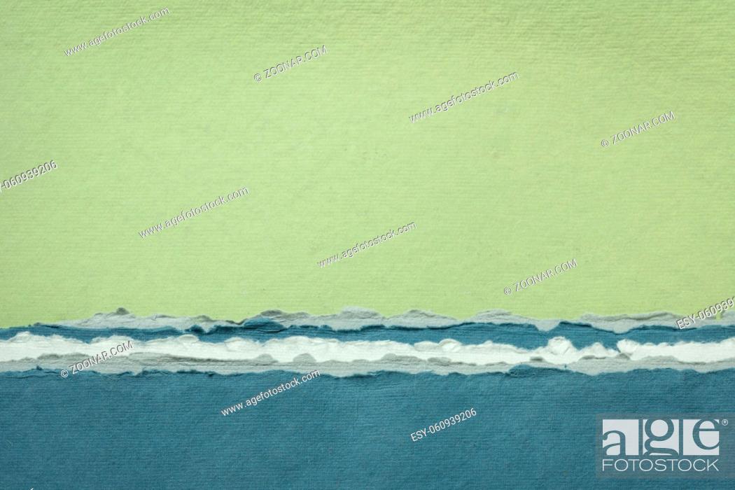 Stock Photo: abstract landscape in blue and green pastel tones - a collection of colorful handmade Indian papers produced from recycled cotton fabric.