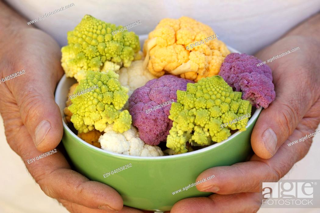 Stock Photo: Broccoli and cauliflowers.