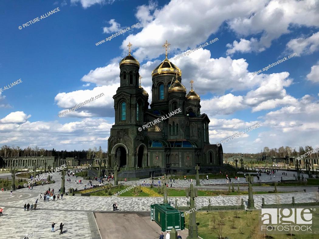 Stock Photo: 07 May 2021, Russia, Moskau: The new Russian military church near Moscow. It is part of the ""Patriot Park"" built from scratch by the Ministry of Defense.