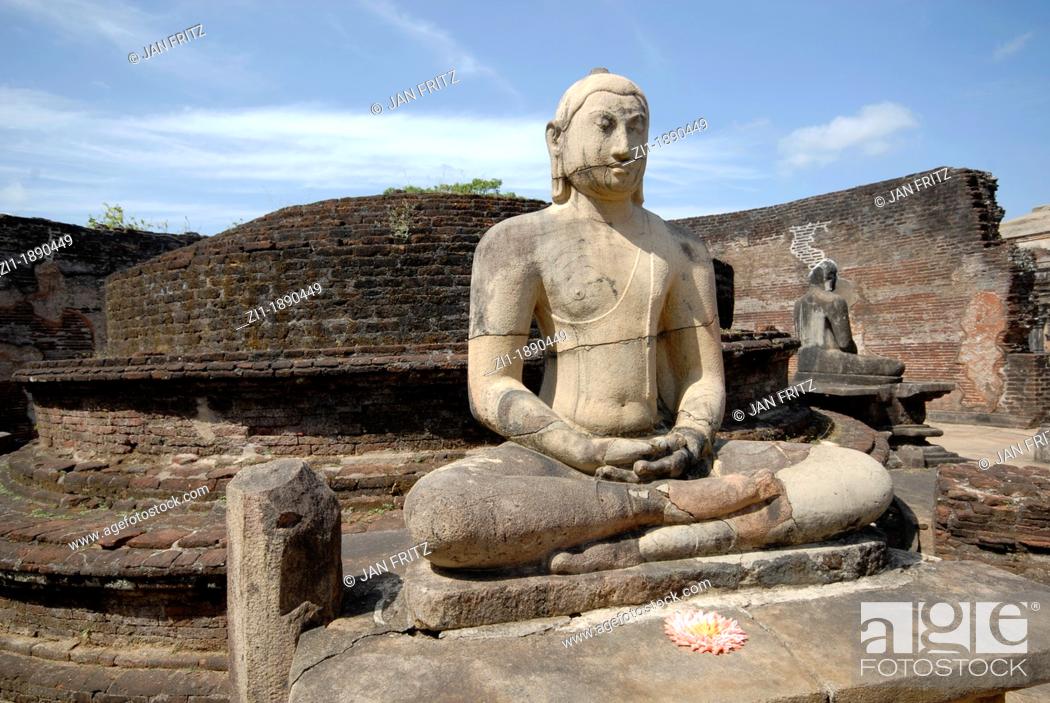 Stock Photo: Buddha statue at the historical complex of Polonnaruwa, Sri Lanka.