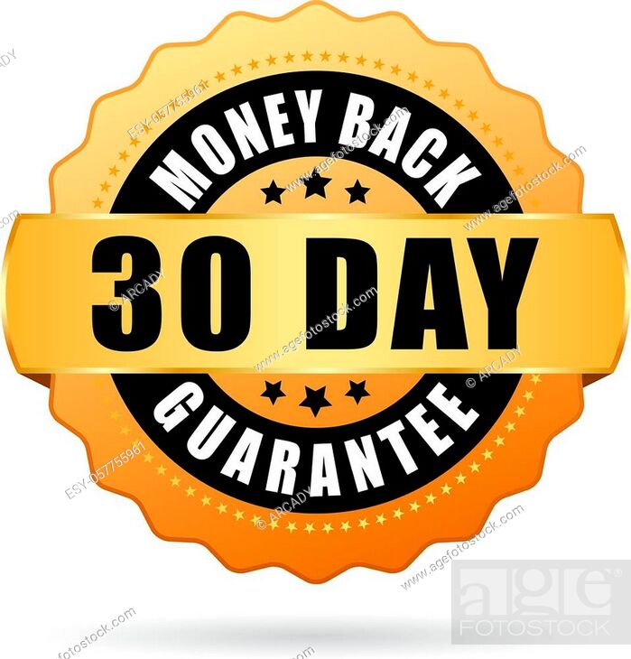 Stock Vector: 30 days money back guarantee icon on white background.