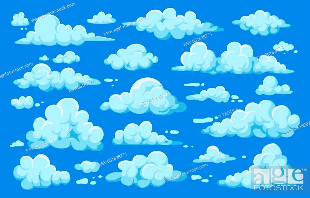Cartoon clouds. Game ui asset with heaven sky scene, summer cloudy  background with cumulus clouds, Stock Vector, Vector And Low Budget Royalty  Free Image. Pic. ESY-061628771 | agefotostock