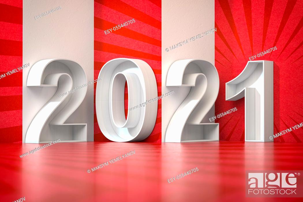 Stock Photo: 2021 happy new year abstract 3d illustration.