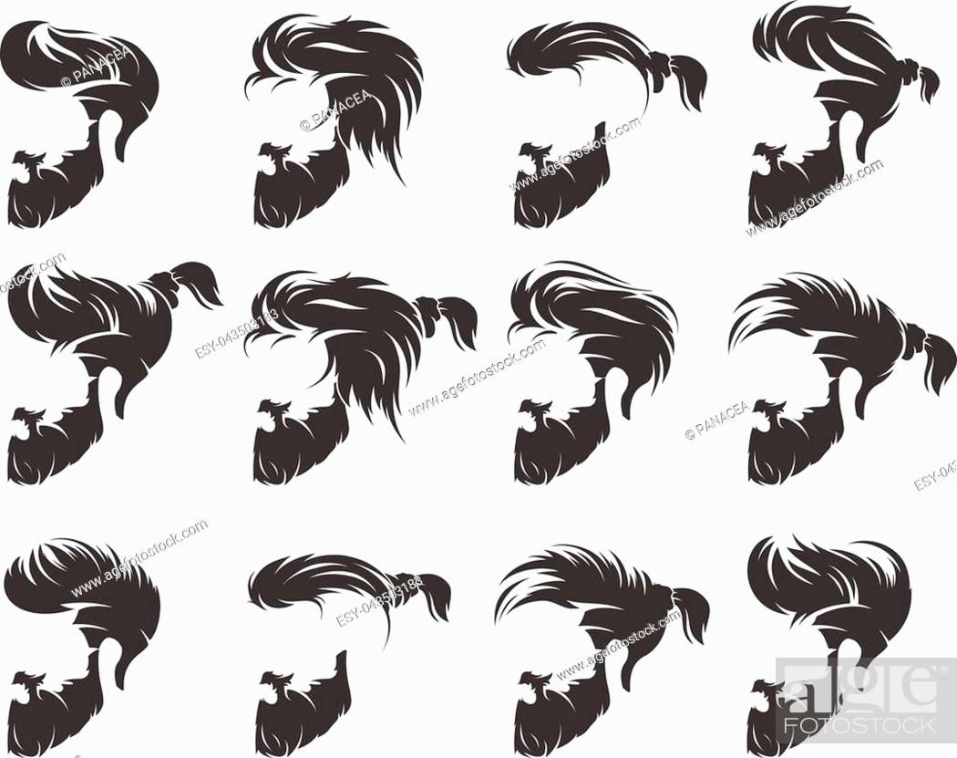 mens hairstyles and hirecut with beard mustache in face, full face and  profile, Stock Vector, Vector And Low Budget Royalty Free Image. Pic.  ESY-043503183 | agefotostock