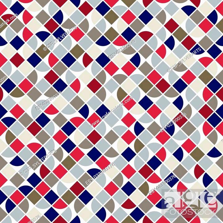 Stock Photo: Colorful geometric vector background, squared abstract seamless.
