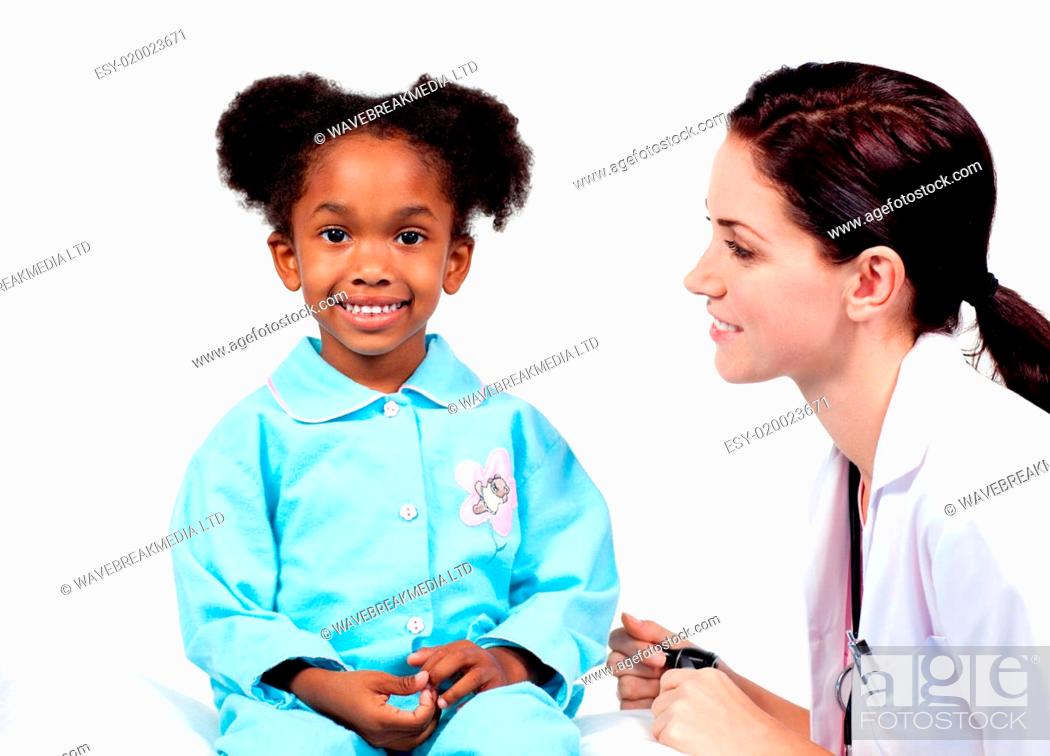 Photo de stock: Nice little girl attending medical check-up.