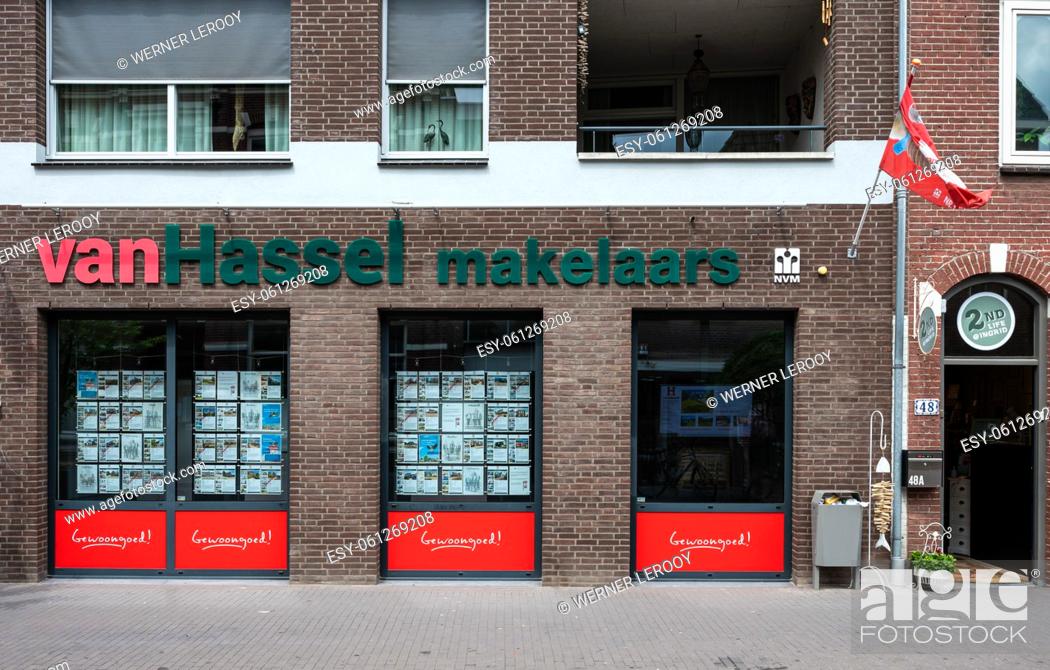 Stock Photo: Zundert, North Brabant, The Netherlands, 08 09 2022 - Facade of the Van Hassel real estate broker.