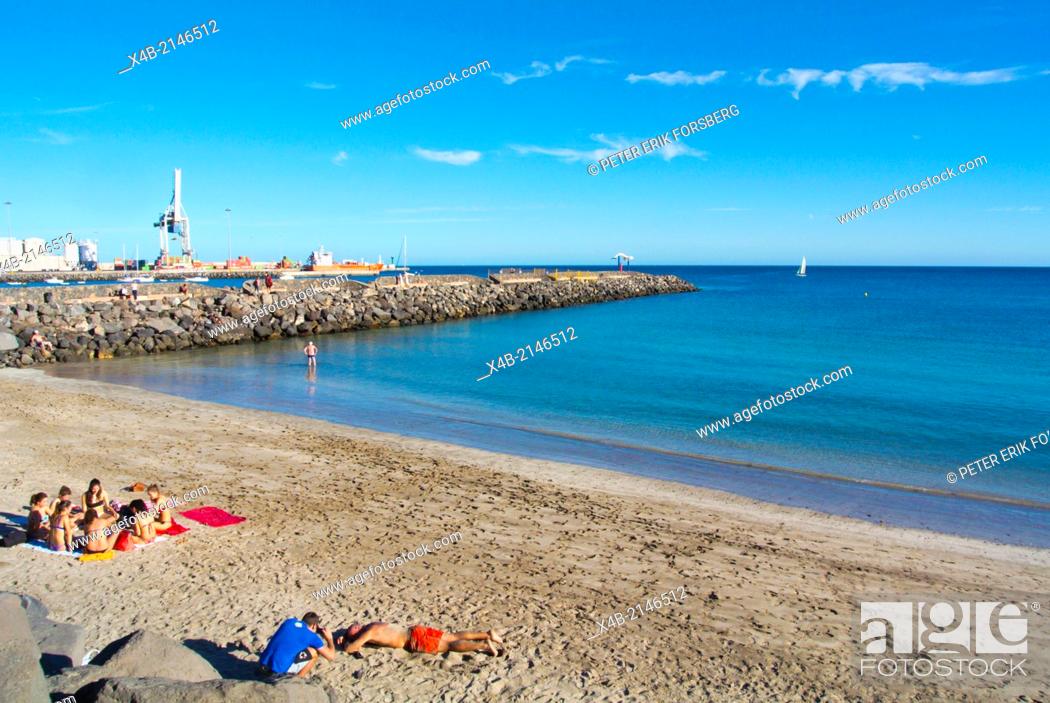 Cancelar Skalk montar Playa Chica beach, Puerto del Rosario, Fuerteventura, Canary Islands, Spain,  Europe, Foto de Stock, Imagen Derechos Protegidos Pic. X4B-2146512 |  agefotostock