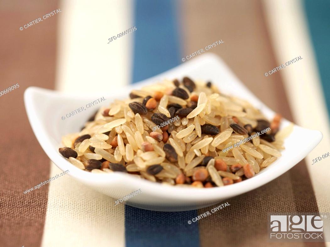 Stock Photo: Small Bowl of Brown Rice Medley.