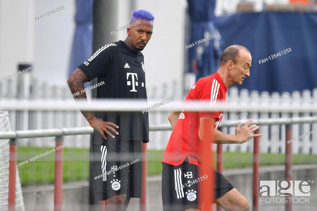 Hi: Jerome BOATENG (FC Bayern Munich) with extravagant purple hair color  during individual training..., Stock Photo, Picture And Rights Managed  Image. Pic. PAH-135461253 | agefotostock