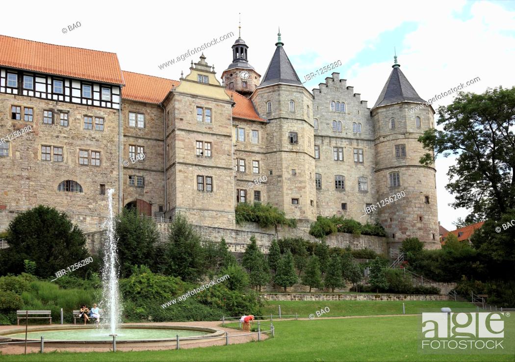 Stock Photo: Schloss Bertholdsburg castle at Schleusingen, Hildburghausen district, Thuringia, Germany.
