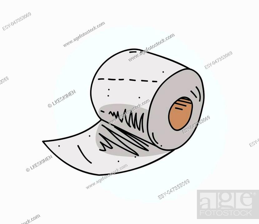 Toilet paper roll cartoon hand drawn image. Original colorful artwork,  comic childish style drawing, Stock Vector, Vector And Low Budget Royalty  Free Image. Pic. ESY-047353069 | agefotostock