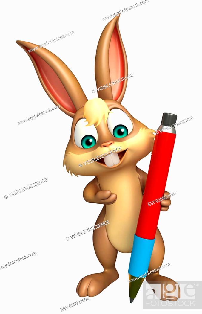 3d rendered illustration of Bunny cartoon character with pen, Stock Photo,  Picture And Low Budget Royalty Free Image. Pic. ESY-030923695 | agefotostock