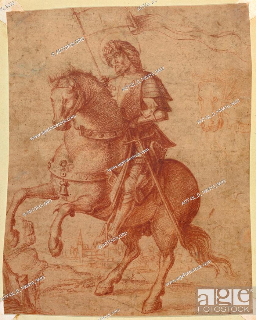 Stock Photo: A Saint on Horseback; Circle of Giovanni Battista Cima da Conegliano, Italian (Venetian), about 1459/1460 ? - 1517/1518; Italy.
