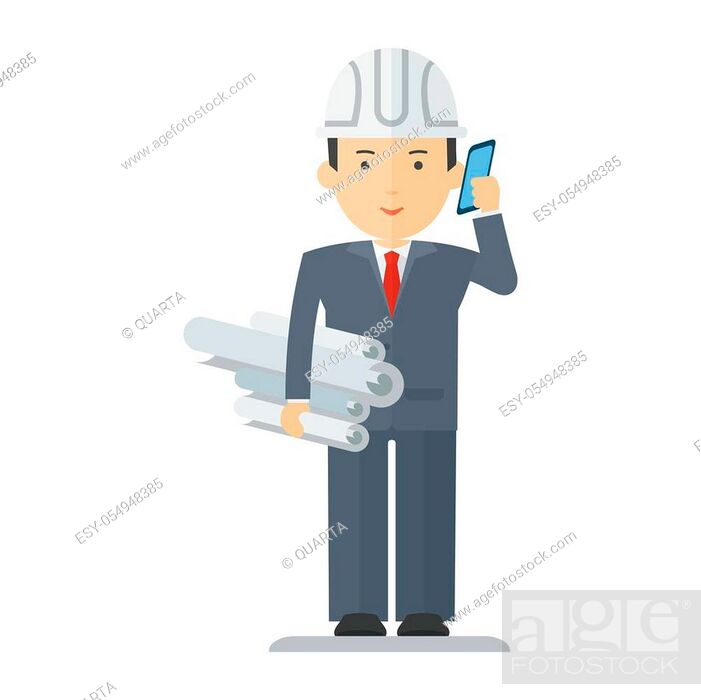 Engineer keeps in his hands drawing with construction plan, Stock Vector,  Vector And Low Budget Royalty Free Image. Pic. ESY-054948385 | agefotostock