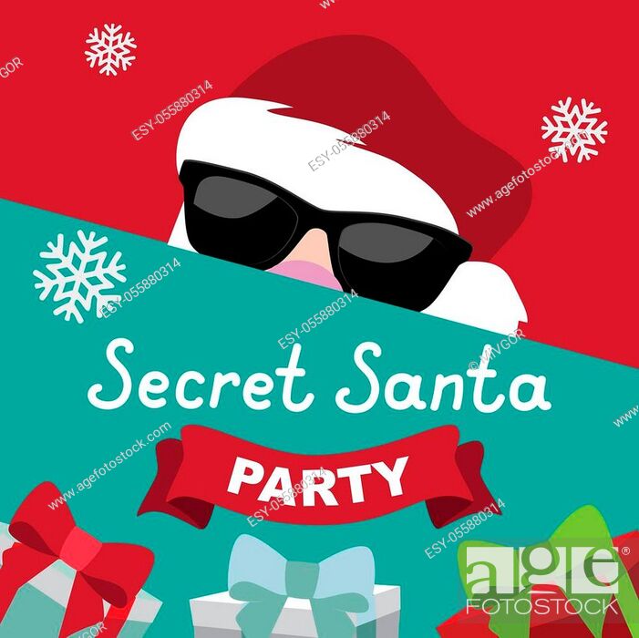 Cartoon Secret Santa Christmas party background template. Original design,  Stock Vector, Vector And Low Budget Royalty Free Image. Pic. ESY-055880314  | agefotostock