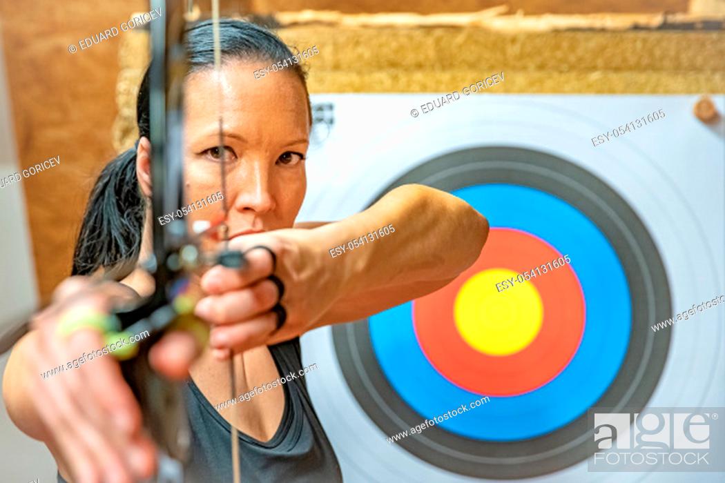 Stock Photo: sports archery at the shooting range, competition for the most points.
