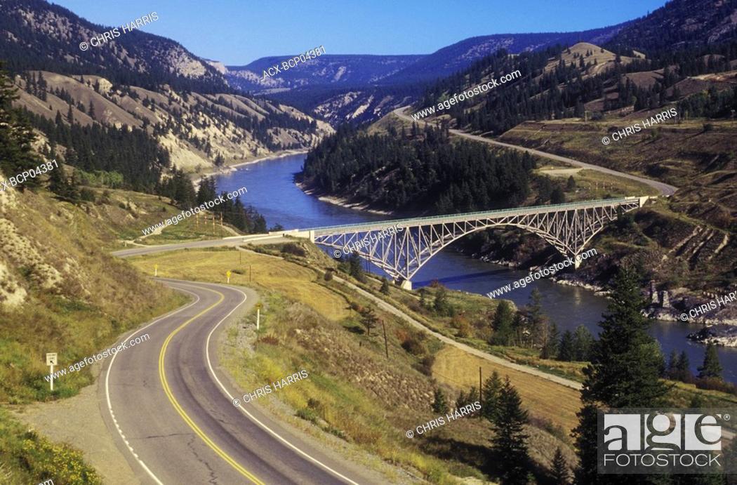 Stock Photo: Highway 20, Sheep Creek Bridge, Fraser River, Cariboo-Chilcotin region, British Columbia, Canada.