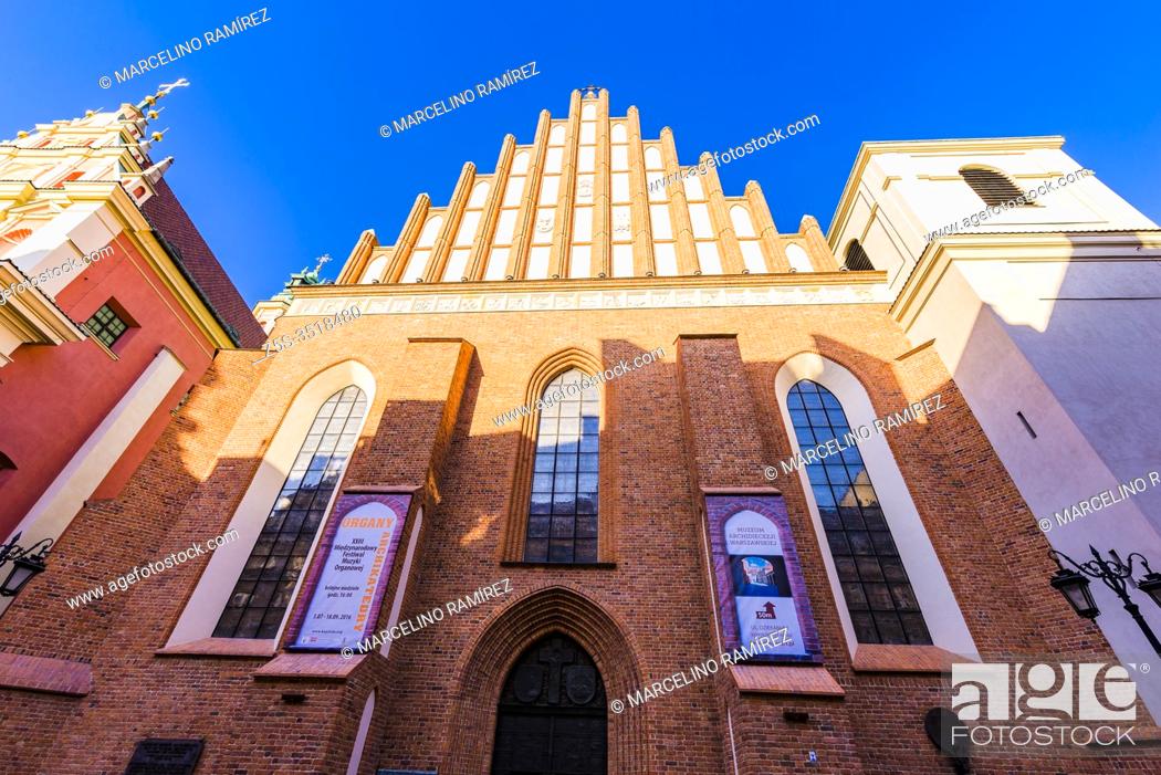 Stock Photo: Facade of St. John's Archcathedral is a Roman Catholic church in Warsaw's Old Town. St. John's Archcathedral is one of Poland's national pantheons.