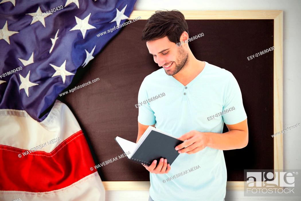 Stock Photo: Composite image of student reading book.