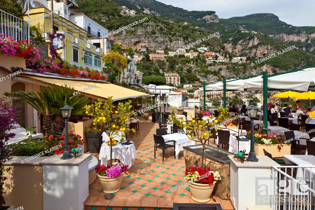 A restaurant in Positano, Amalfi Coast, Italy, Stock Photo, Picture And ...