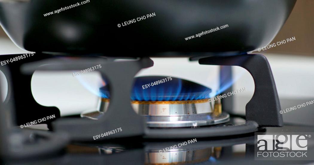 Stock Photo: Gas cooking stove at home.