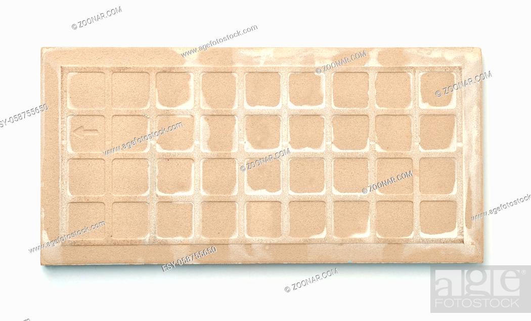 Stock Photo: Back side of ceramic tile isolated on white.