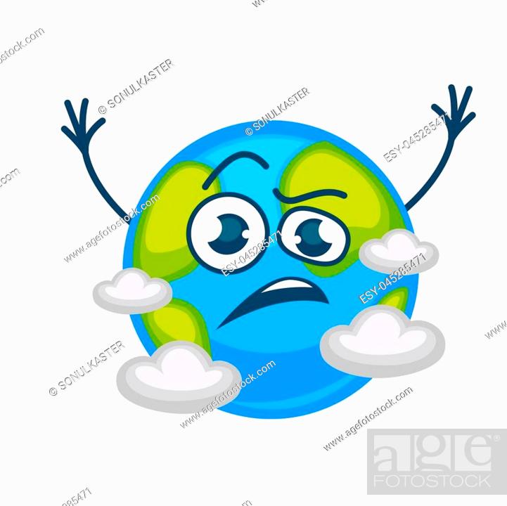 Earth planet cartoon character sad or angry in clouds. Vector isolated earth  icon abused of..., Stock Vector, Vector And Low Budget Royalty Free Image.  Pic. ESY-045285471 | agefotostock