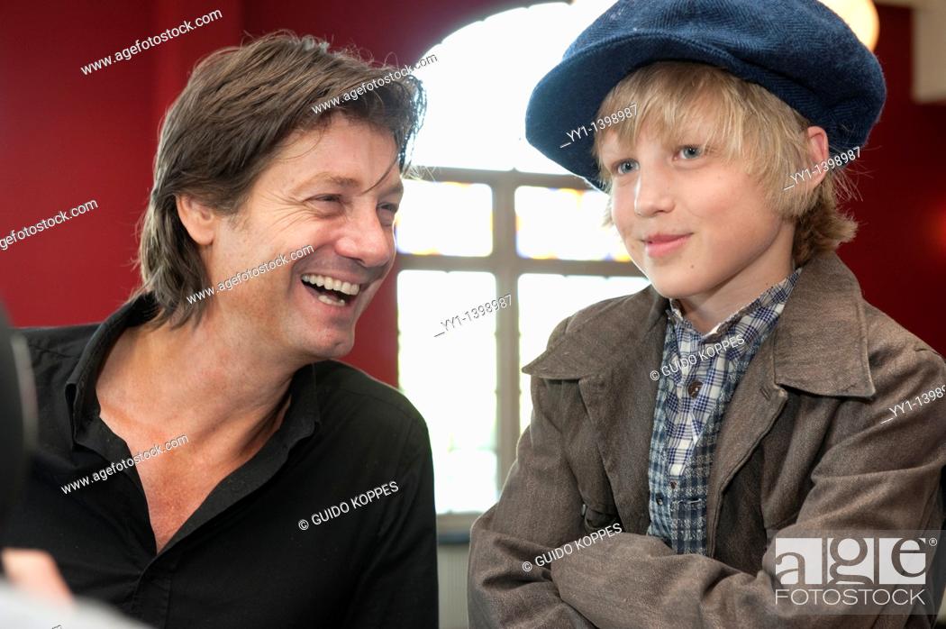 Stock Photo: Kaatsheuvel, Netherlands. The new lead actor for the Dutch musical: 'Kruimeltje', the eleven year old Joes, is introduced to the media in the summer of 2010.
