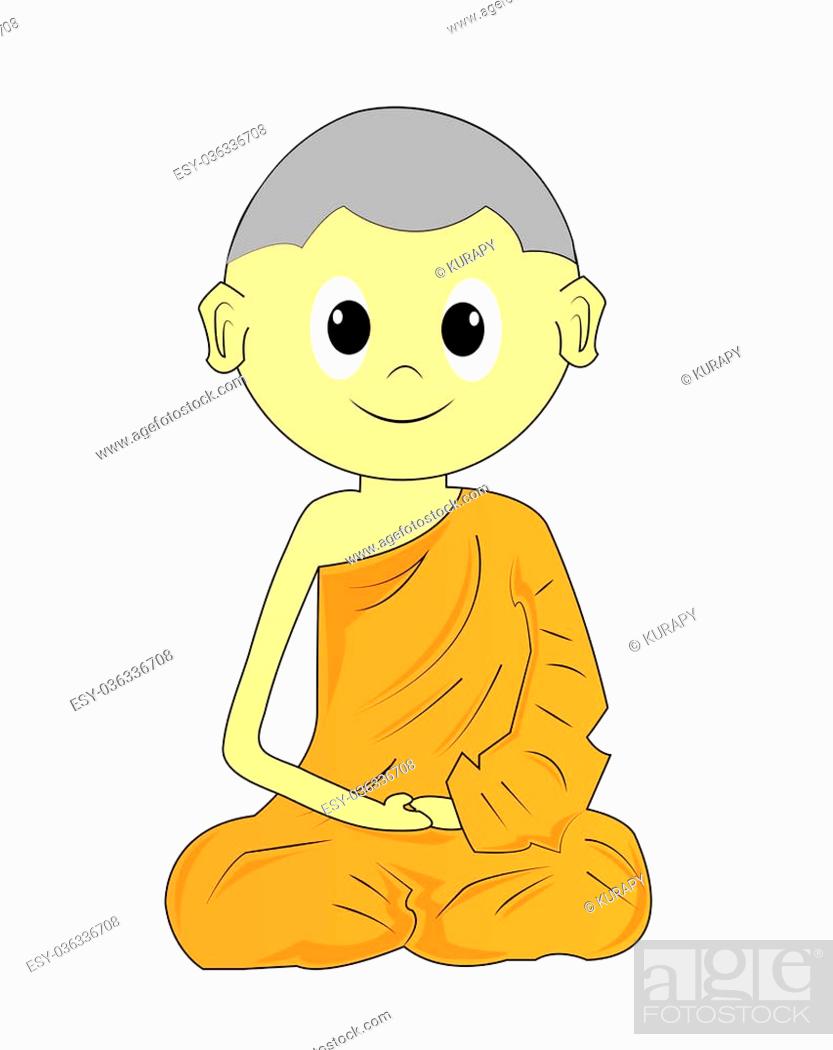 Buddhist Monk cartoon on a white background, Stock Photo, Picture And Low  Budget Royalty Free Image. Pic. ESY-036336708 | agefotostock