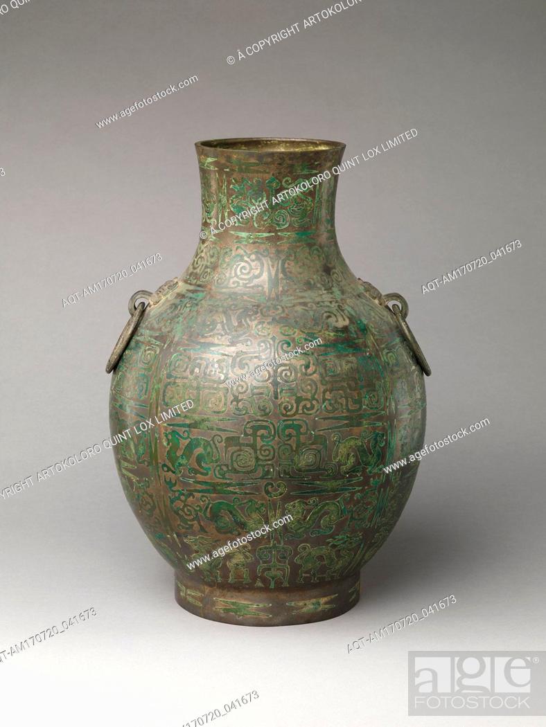 Stock Photo: æˆ°åœ‹ åµŒç'…éŠ…é’éŠ…å£º, Wine Container (Hu), Eastern Zhou dynasty, Warring States period (475â€“221 B.C.), 5th century B.C.
