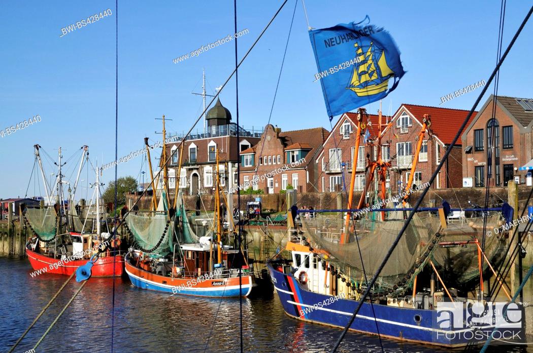 Stock Photo: shrimp boats in the port Neuharlingersiel, Germany, Lower Saxony, East Frisia, Neuharlingersiel.