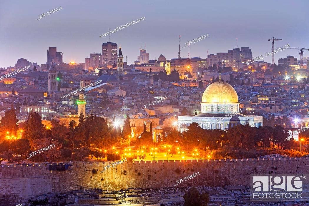 Stock Photo: View of Jerusalem from Mount Olives, Jerusalem, Israel.