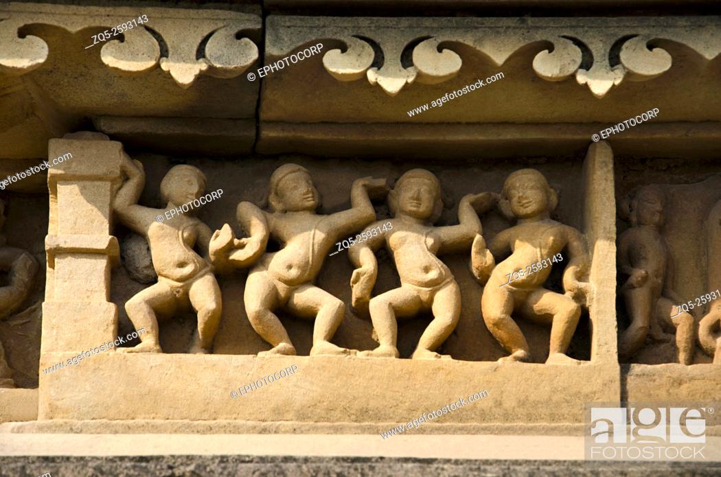 Stock Photo: Idols, Ruins of ancient temple, Khajuraho, Madhya Pradesh, India, UNESCO World Heritage Site.