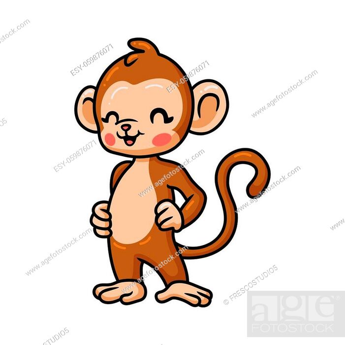 Vector illustration of Cute baby monkey cartoon posing, Stock Vector,  Vector And Low Budget Royalty Free Image. Pic. ESY-059876071 | agefotostock
