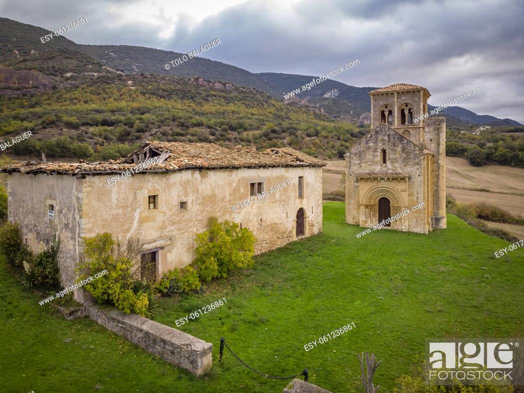 Stock Photo: hermitage of San Pedro de Tejada, Romanesque hermitage, Puente-Arenas, the Merindad de Valdivielso, Burgos, Spain.