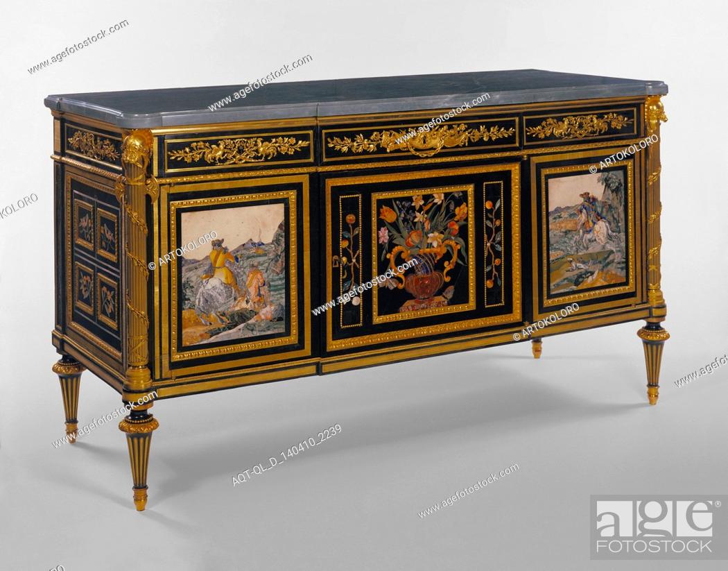 Stock Photo: Cabinet; Case by Guillaume Benneman, French, died 1811, Gilt-bronze mounts after models by Gilles-François Martin, French, about 1713 - 1795.