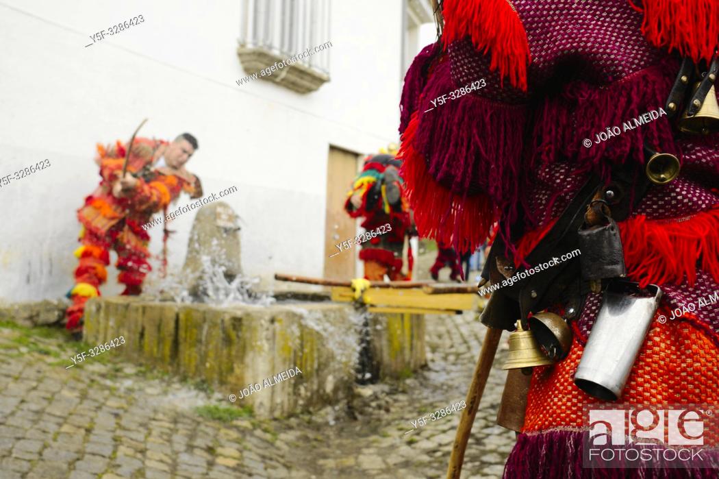 Stock Photo: Festa dos Rapazes, or Festa de Santo Estevão (Saint Stephen), a religious festivity with deep roots in pagan Winter Solstice celebrations that takes place at.
