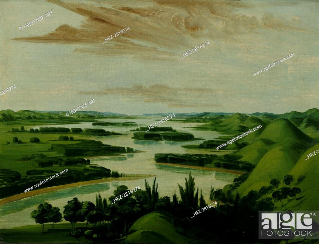 Stock Photo: View from Floyd's Grave, 1300 Miles above St. Louis, 1832. Creator: George Catlin.