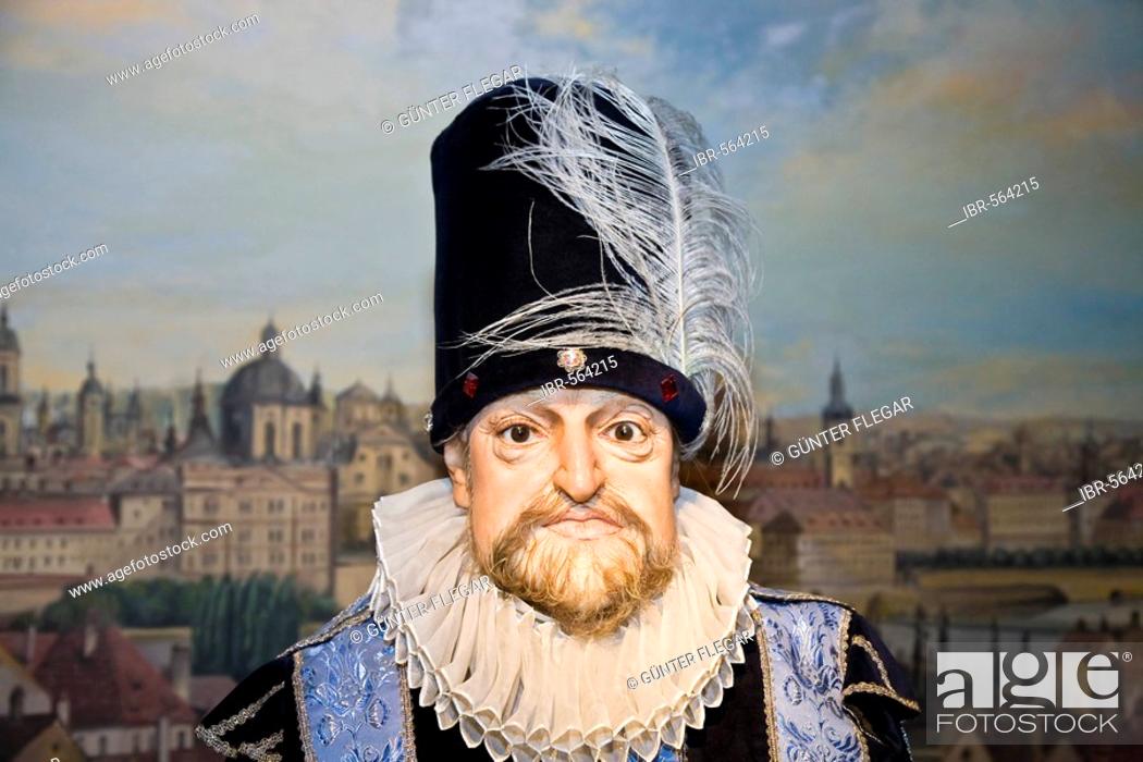 Stock Photo: Emperor Rudolf II as a wax figure Wax museum of Prague Czechia.