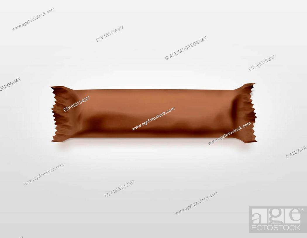 Blank brown candy bar plastic wrap mockup isolated. Empty Throughout Blank Candy Bar Wrapper Template