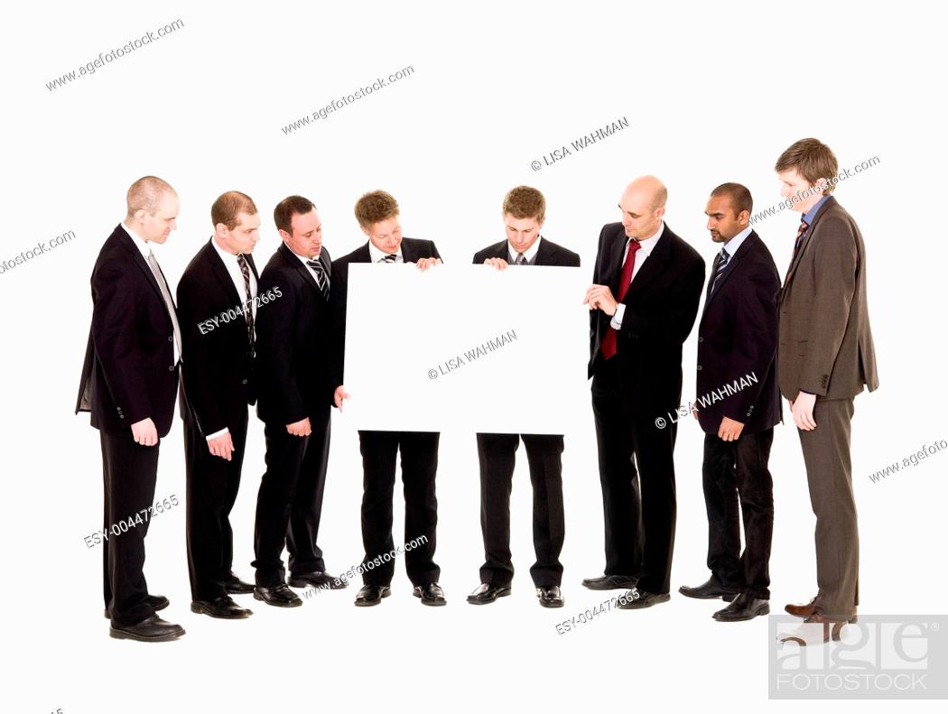 Stock Photo: Group of men with a clean sign.