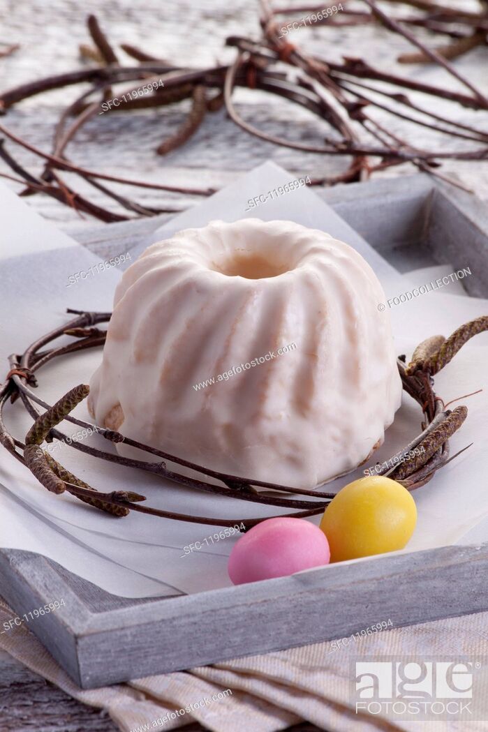 Stock Photo: An iced Bundt cake for Easter.