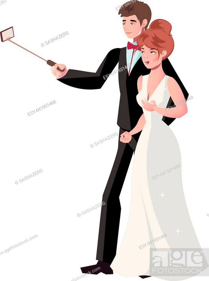 Bride and groom make selfie. Vector illustration, Stock Vector, Vector And  Low Budget Royalty Free Image. Pic. ESY-041931468 | agefotostock